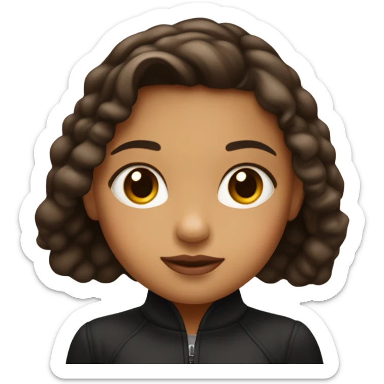Una niña morena clara, cabello medio, color oscuro, ojos grandes y cafés y labios rojos  sticker