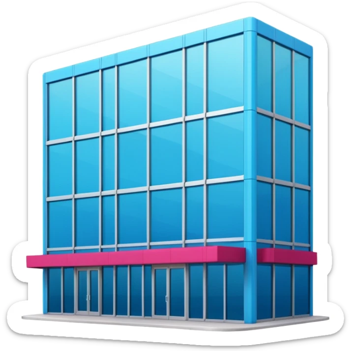 The building houses the Ozon order pickup point in its signature blue (digital blue) and raspberry colors. sticker