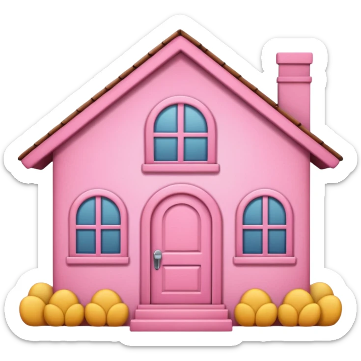 Pretty pink cartoon house a little more realistic like an emoji style  sticker