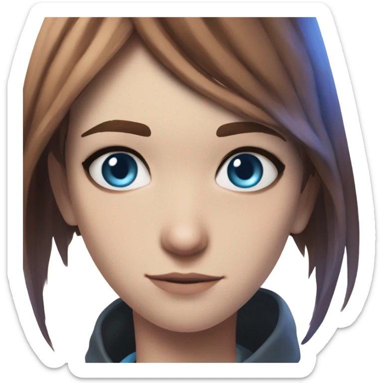 Chloe Price from Life is Strange, brown hair with a strip of blue, blue eyes, portrait sticker