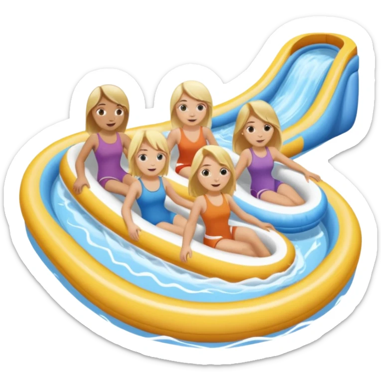 2 girls and 2 guys on the lazy river waterslide. 1 girl and 1 guy have blonde hair and 1 girl and 1 guy have brown. we are all very pale. 4 PEOPLE  sticker