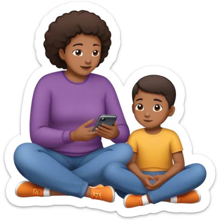 A parent and child sitting together, talking—the parent is actively listening, while the child feels safe and comfortable opening up. No judgment, no lectures—just genuine connection. sticker
