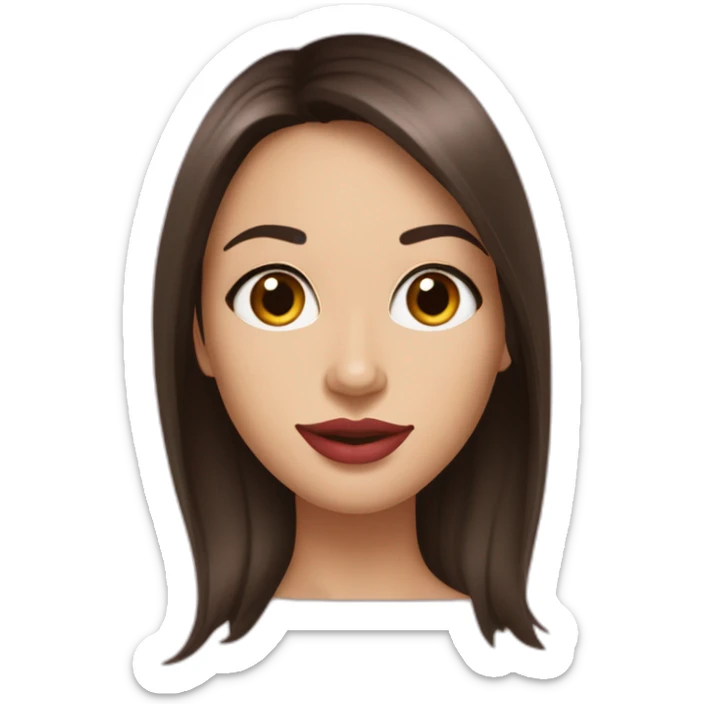 Long straight silky dark brown hair small nose big juicy cherry lips big almond eyes sexy beautiful woman sticker