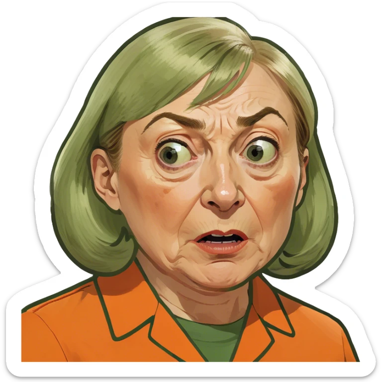 Maine Governor Janet Mills Behind Bars In an Orange Jumpsuit make her more realistic and scared without the mask sticker