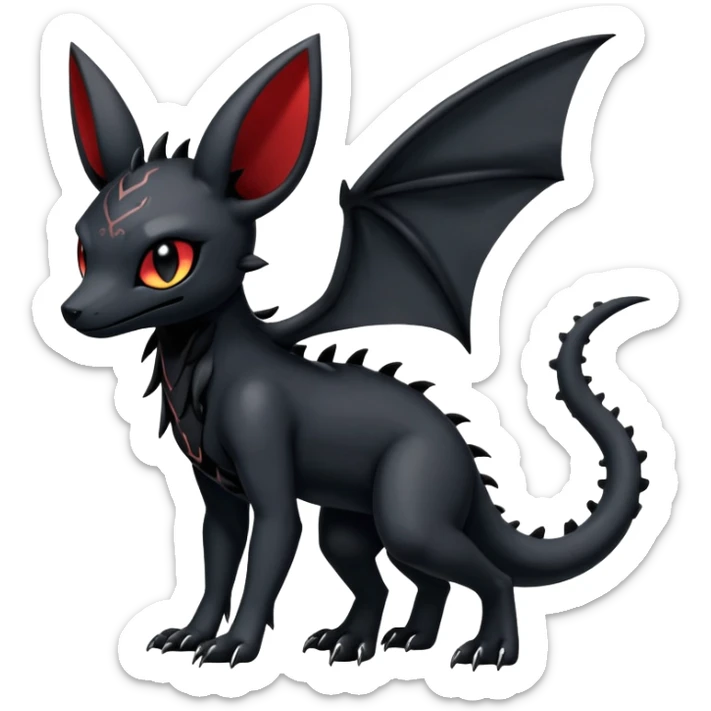 Gothic Edgy Badass Gloomy Cute Dark Salandit-Umbreon-Fakémon-hybrid-creature (full body)  sticker