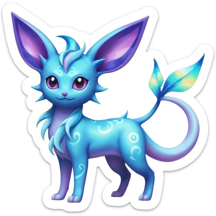 Shiny Nebulae Espeon-Lumineon-Vaporeon-Amaura-Glaceon-Dragonair-Fakémon-hybrid-creature (full body)  sticker