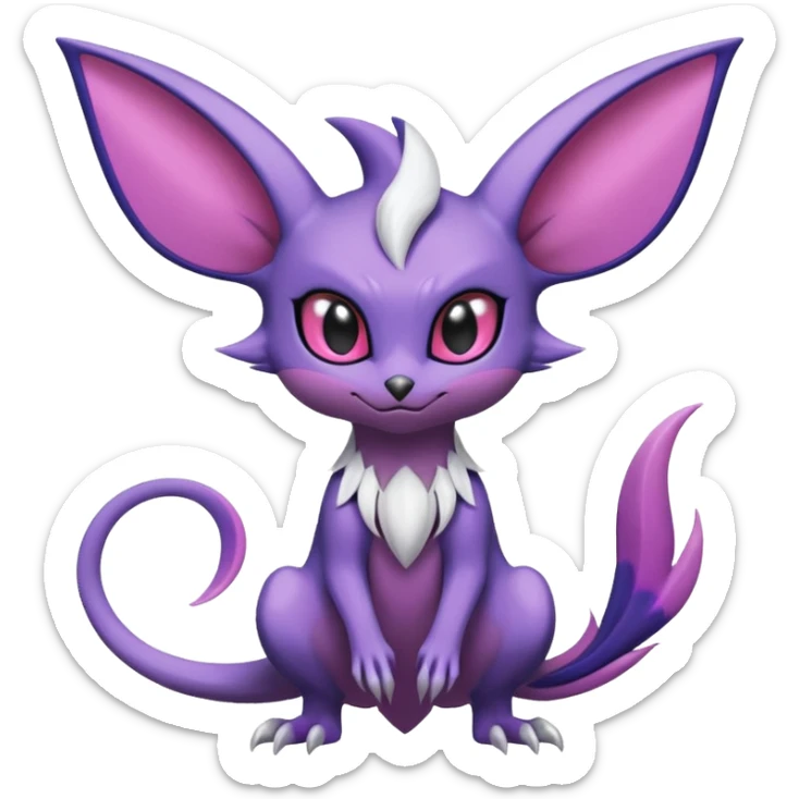 Shiny Cute Noibat-Noivern-Espeon-Silvally-Fakémon-hybrid-creature (full body)  sticker