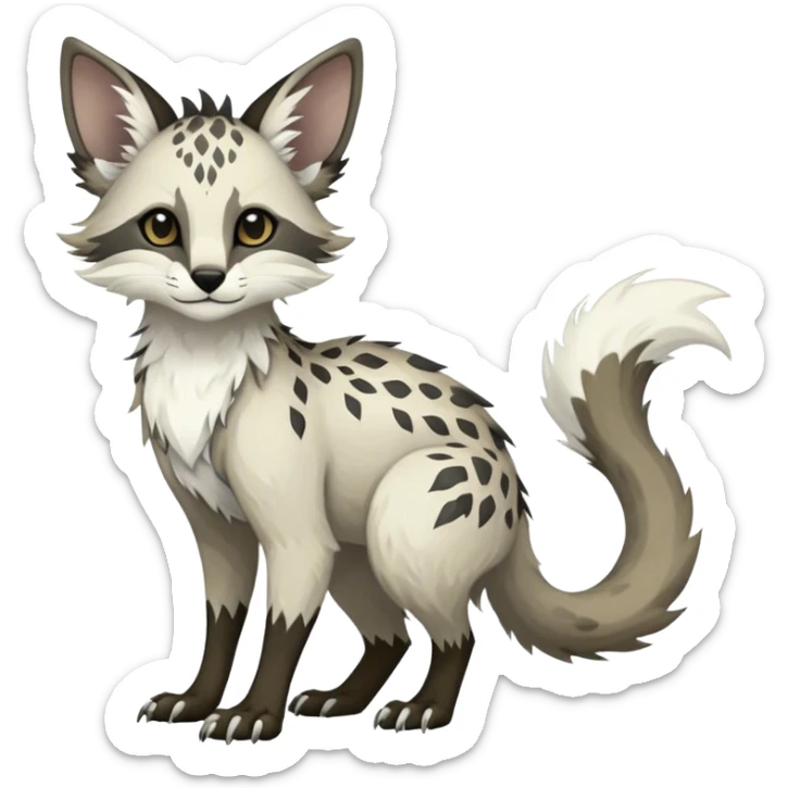 Feral Rare Fantasy Vernid-Trico-species by LiLaiRa, random markings, tufted tail, tufted ears, full body sticker