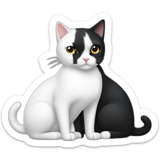 black cat & white cat sticker