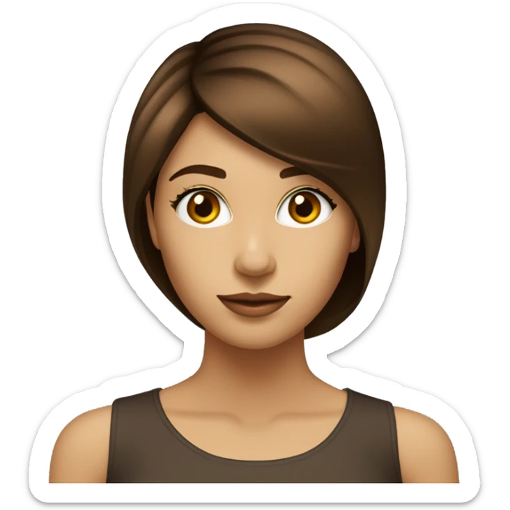 Femme cheveux brun foncé long lisse yeux marrons  sticker