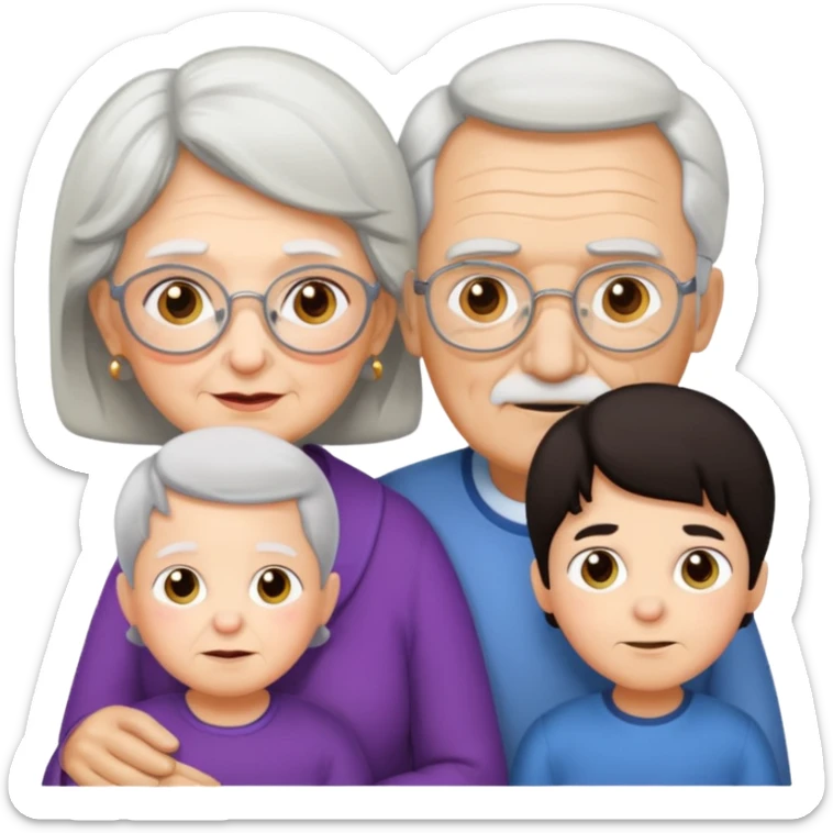 All white grandma and grandpa. The kids should have dark hair sticker