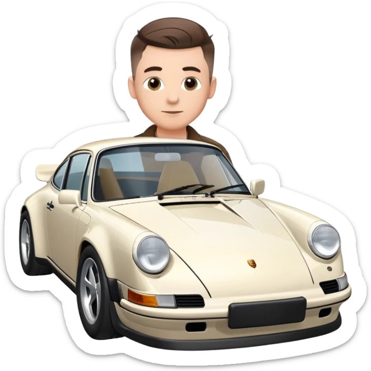 one entrepreneur with a mid fade hair style standing near his Porsche 911  sticker