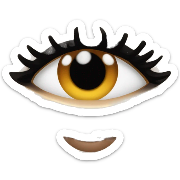 Girl with brown eyes, black hair, white skin, and lashes sticker