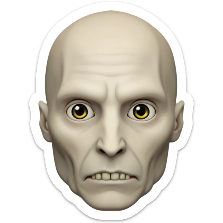lord voldemort volto magro e di carnagione pallida senza il naso, sguardo cupo sticker