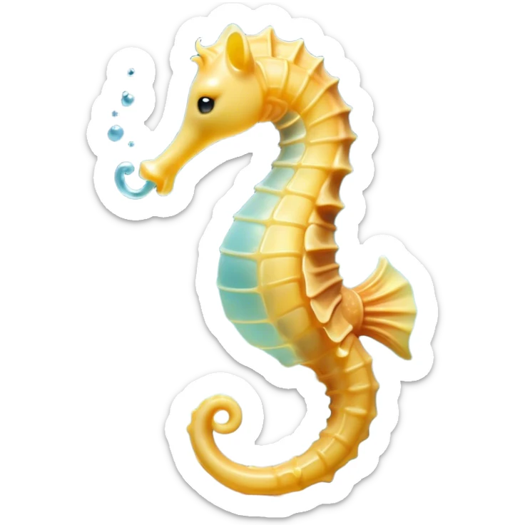 Cinematic Cute Yawning Sea Horse Portrait Emoji, Head tilted slightly with a dramatic, wide-open yawn, showcasing a petite, elegantly curved seahorse with a softly drooping tail and sleepy, half-closed eyes, Simplified yet irresistibly adorable features, highly detailed, glowing with a soft, cozy aquatic glow, high shine, relaxed yet expressive, stylized with a dash of whimsical marine charm, soft glowing outline, capturing the essence of a drowsy yet affectionate seahorse that appears ready to stretch out for a nap! sticker
