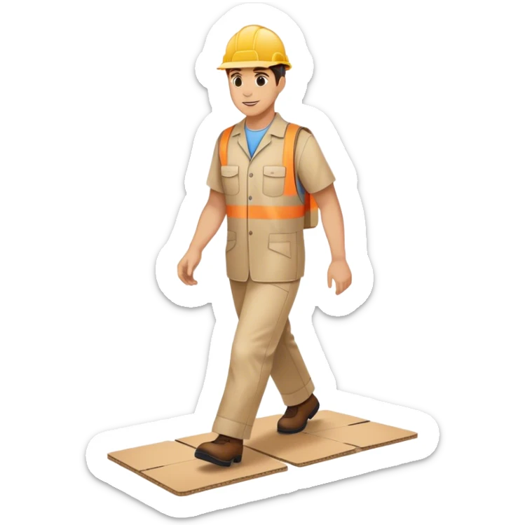 imbianchino che cammina sul cartone protezione pavimenti sticker