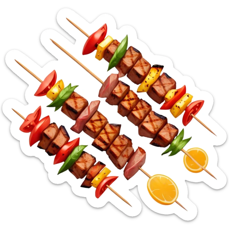 Chuanr meat skewers street food with gentle colors sticker