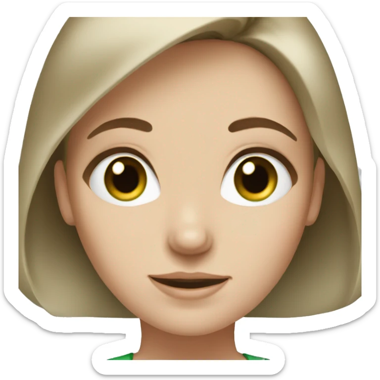 white girl with brown hair and green eyes sticker