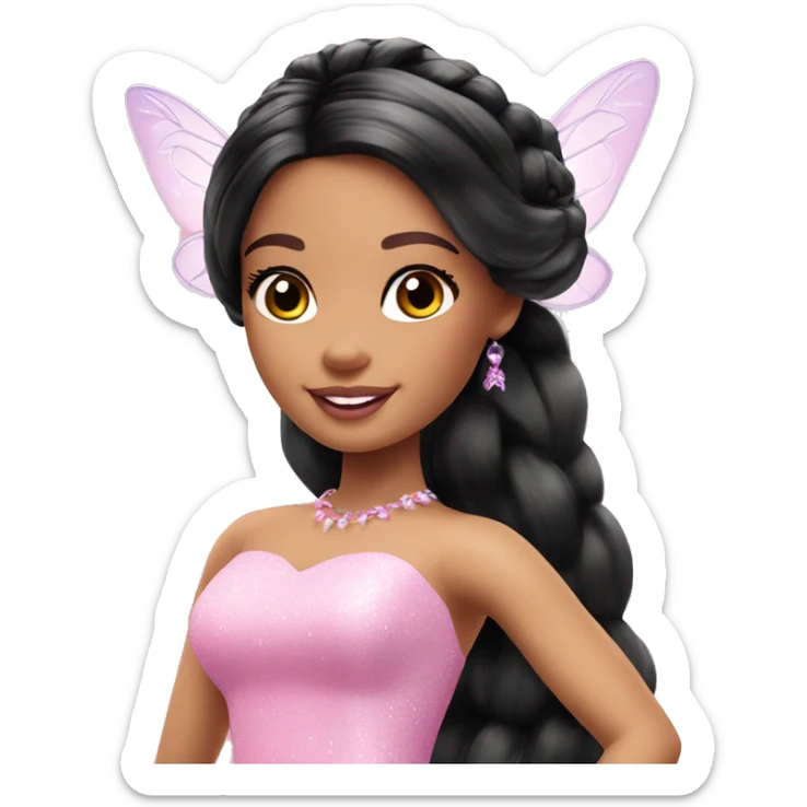 Barbie fairy princess cute girl black hair sticker
