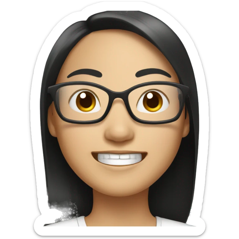 A smiling Asian woman with black hair, wearing sunglasses.  sticker