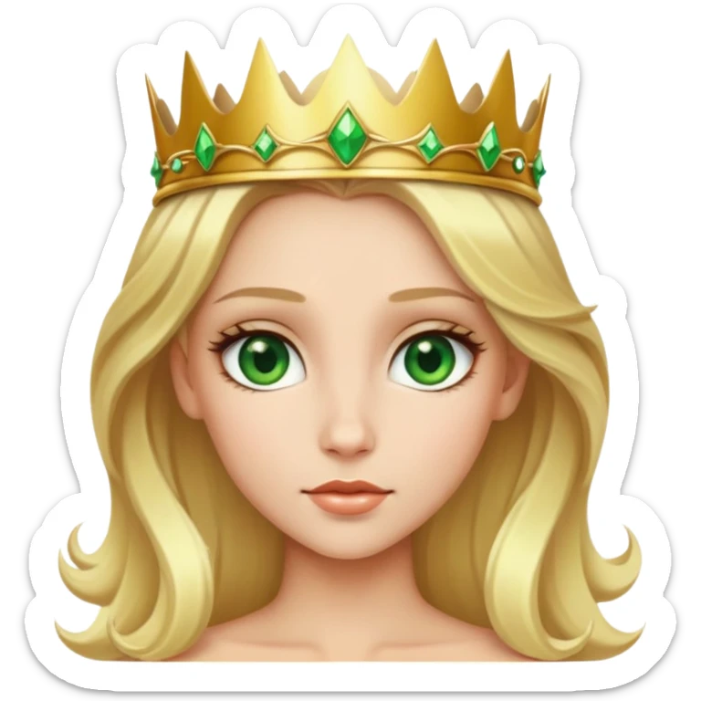 beautiful princess with blonde hair and striking green eyes wearing a crown sticker