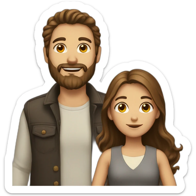 Man beard and  girl with brown hair sticker