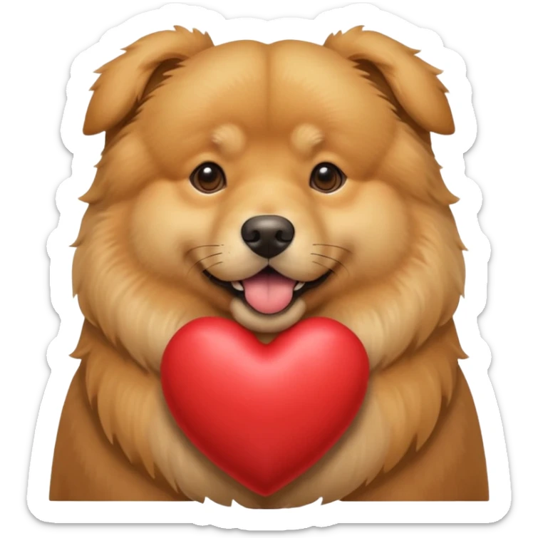 Golden Retriever/Chow Chow mix holding a large heart in its mouth (modeled after the dog image attached) sticker