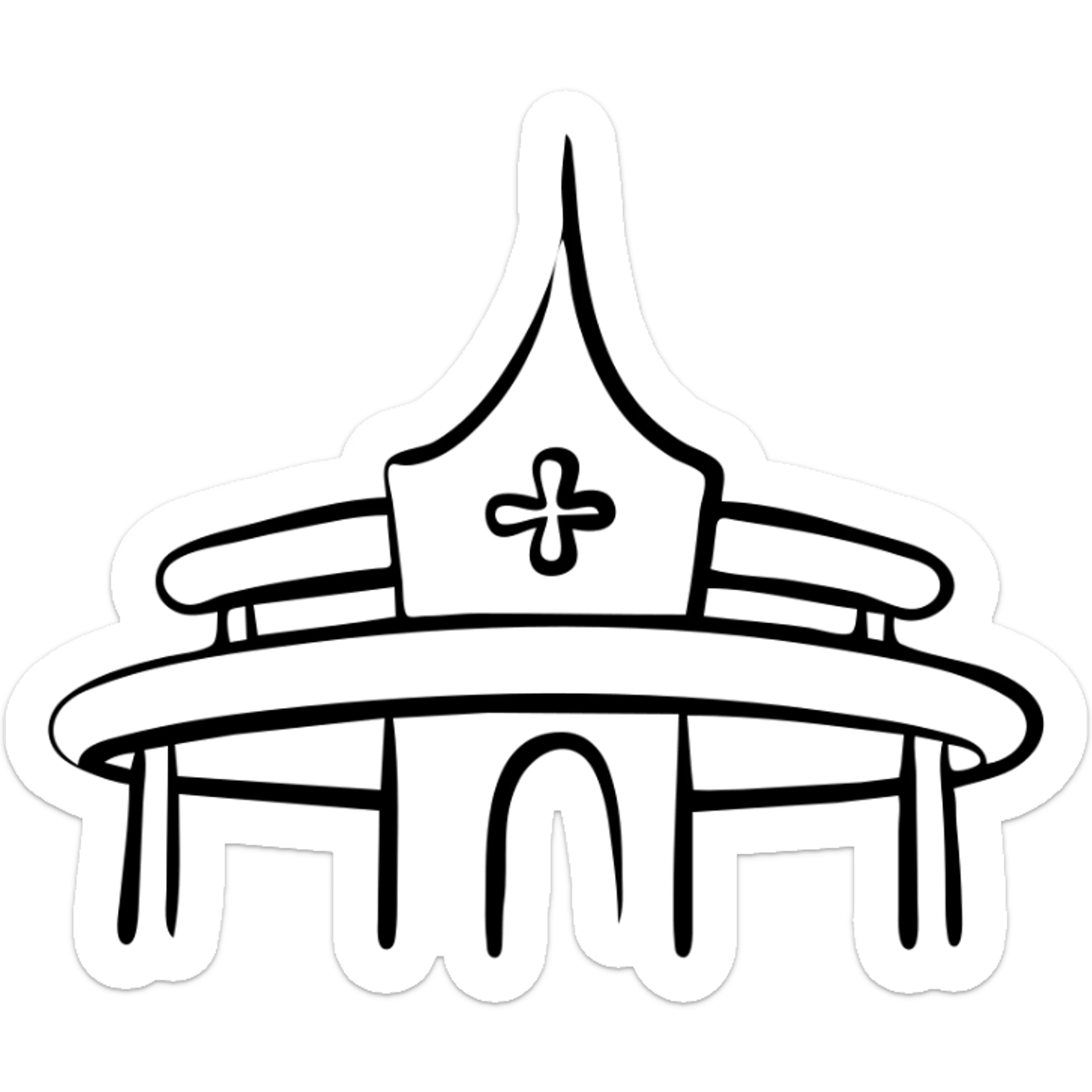 Hospital in Thailand with traditional Thai roof peaks and medical cross sticker