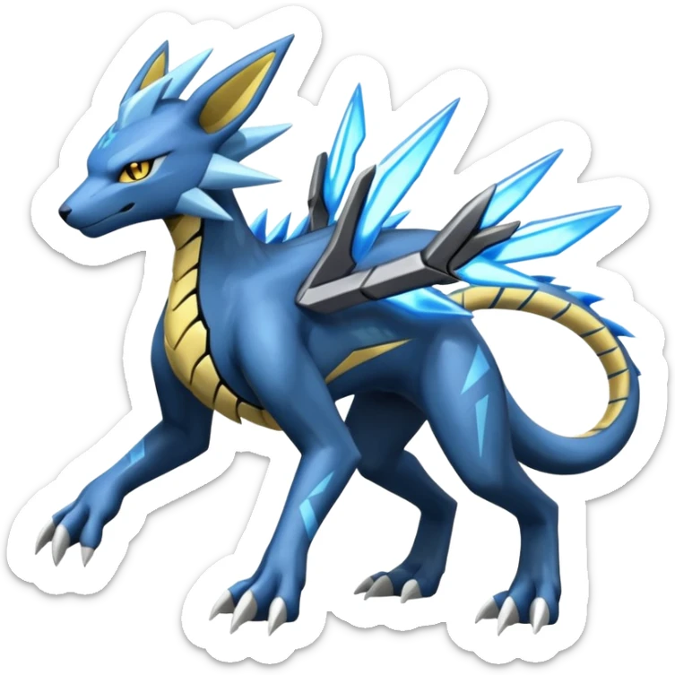 Palkia-Dialga-Zeraora-Manectric-Luxray-Fakémon-fusion-animal-creature, full body  sticker