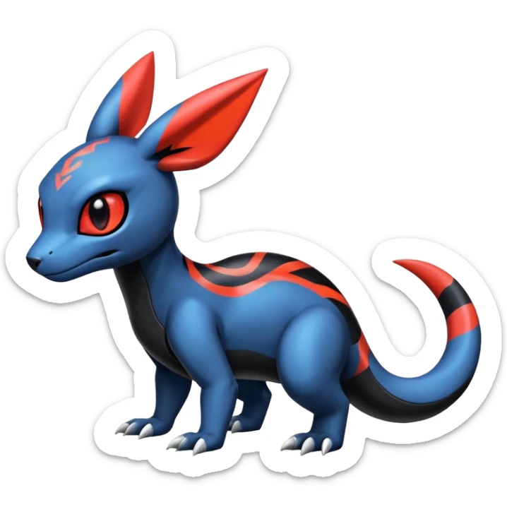Cute Guilmon-Salandit-Umbreon-Fakémon-hybrid-creature (full body)  sticker