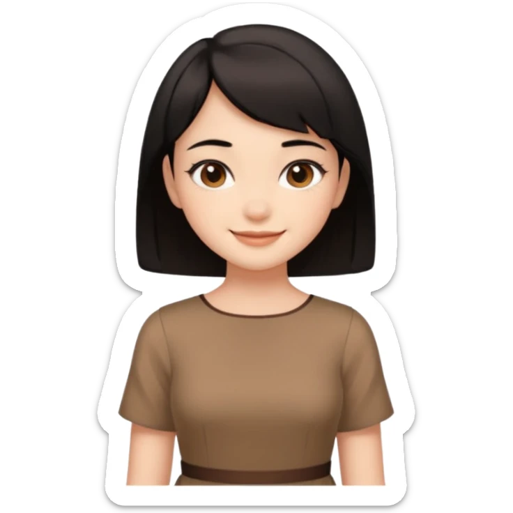 Gadis cantik, lucu, rambut pendek warna hitam, baju coklat aesthetic  sticker