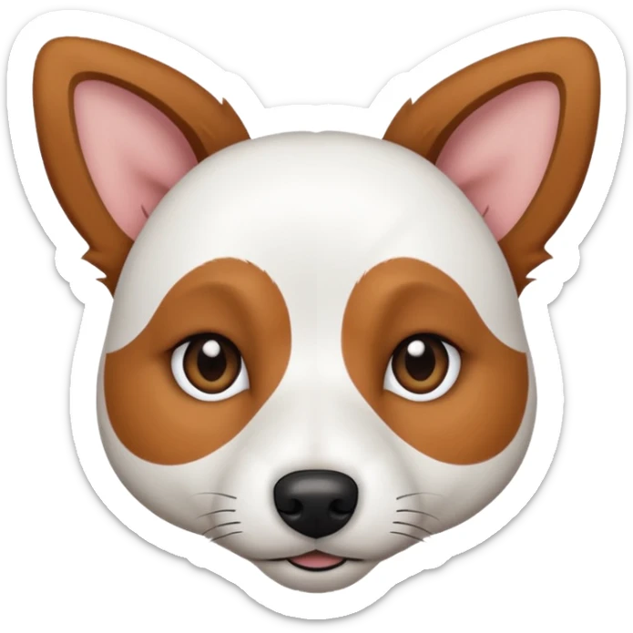 a fully white jack russell the size of a kelpie with light brown ears and a light brown patch on one eye sticker