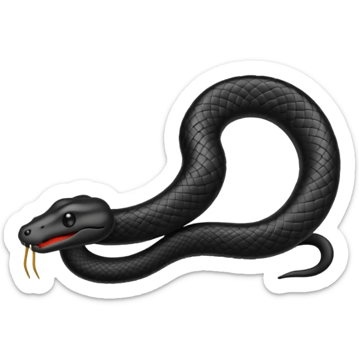 Minimalist emoji-style sticker of a bent paperclip shaped like a snake, wrapping onto itself. Thin black silhouette, no texture. sticker