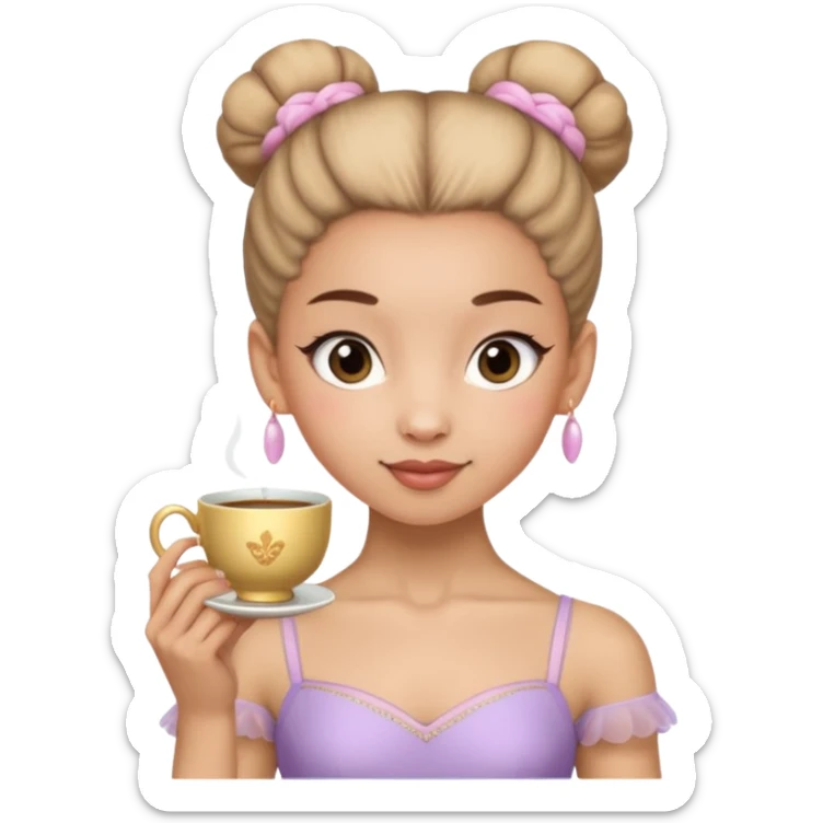 Una bailarina de ballet con una tasa en la cabeza sticker