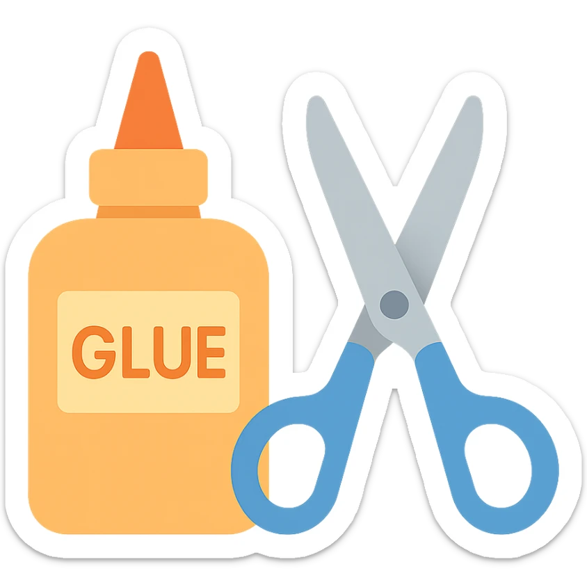 craft glue and scissors flat toon sticker