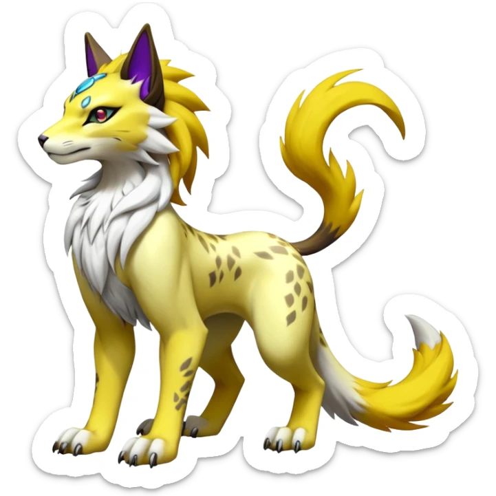 Shiny Elemental Exotic Renamon-Raikou-Liepard-Persian-Pokémon-Fakémon-hybrid-creature (full body) sticker