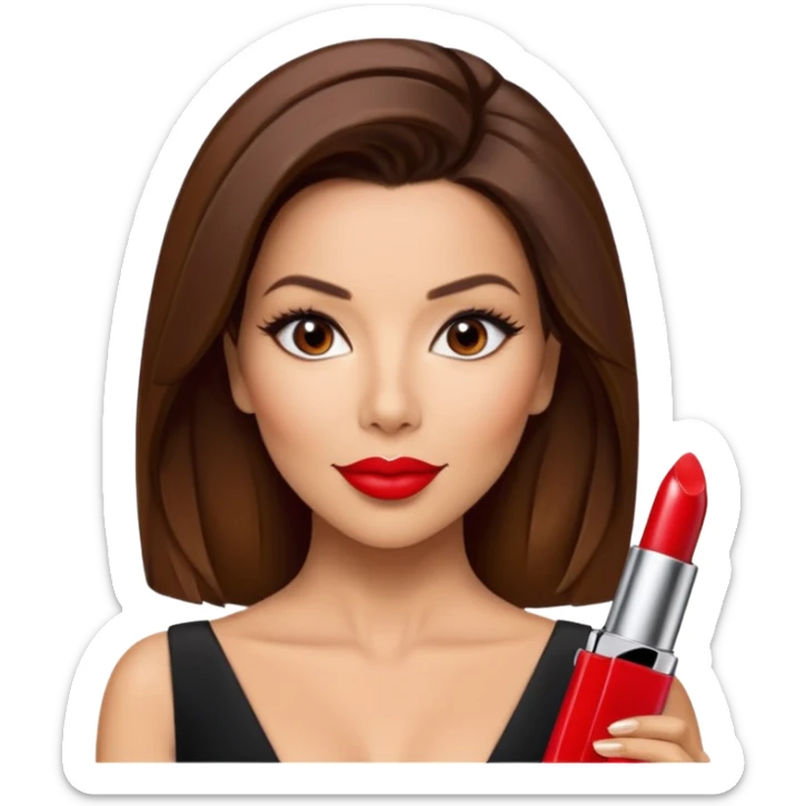Eva Longoria emoji, red carpet look, bold lipstick, L'Oréal ambassador, sophisticated expression sticker