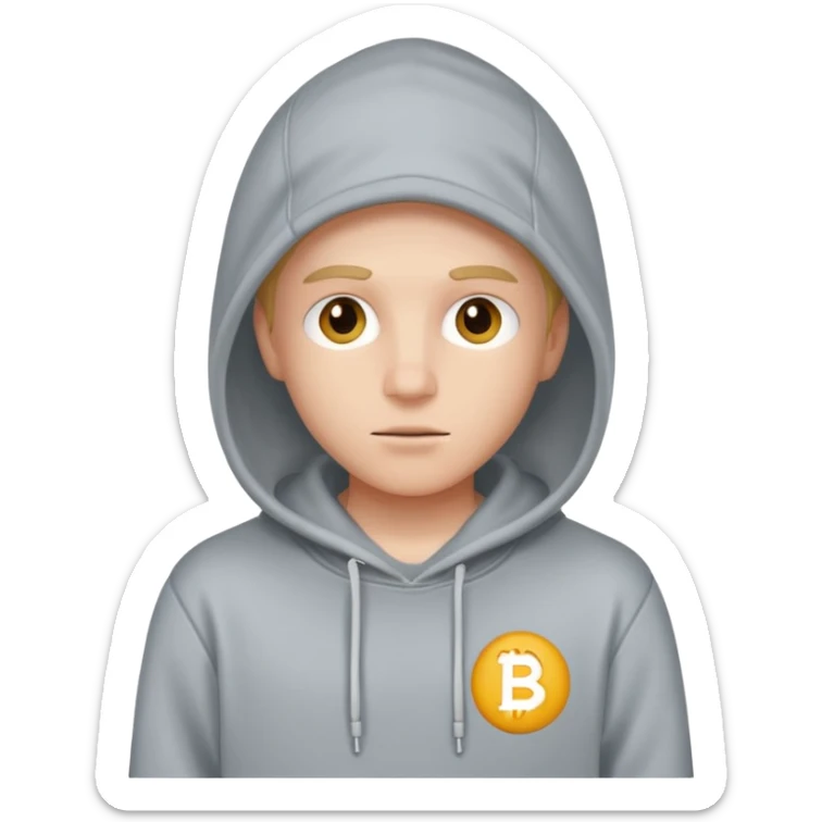 make an image of white person wearing hoodie with "BST" letters on it sticker