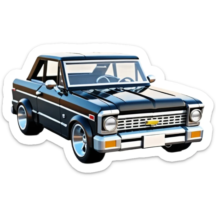 futuristic black metallic 1965 Chevy Nova SS street rat rod Lego retro modded sticker