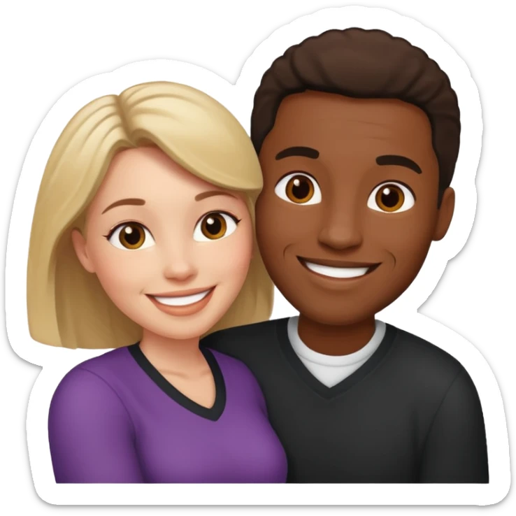Romance - feeling of excitement associated with love - black man and white woman together sticker