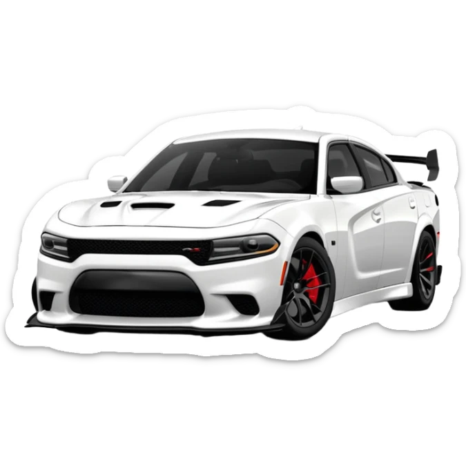 CHARGER DOSH HellCat SRT white and With low suspension body kit 4k, 8k and carbon: spoiler Wheels and hood  sticker
