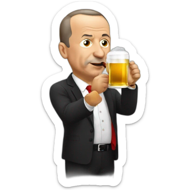 Erdogan drinking beer sticker