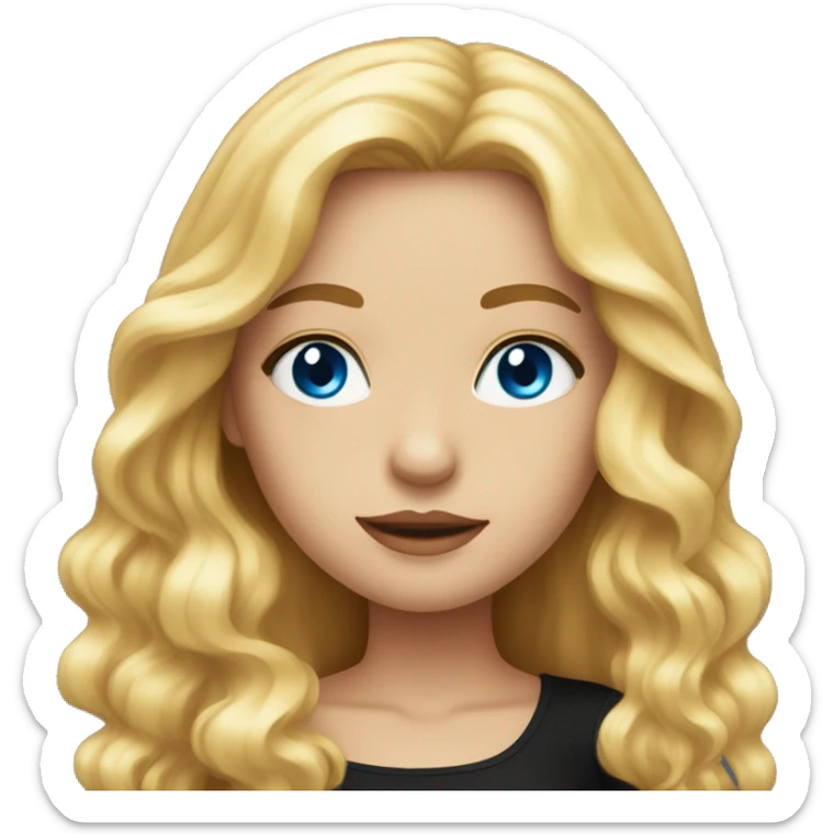 Beautiful girl, long golden hair, blue eyes, in a black tight dress sticker