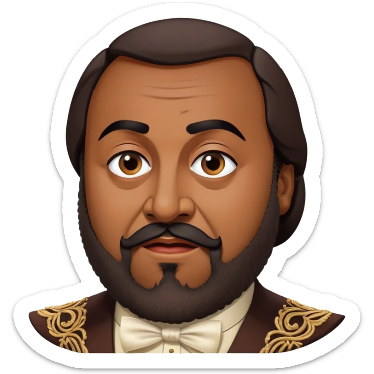 Cinematic Realistic Luciano Pavarotti Portrait Emoji, depicted as a charismatic operatic tenor with expressive eyes and commanding stage presence, rendered with rich elegant textures and warm theatrical lighting that captures his timeless vocal brilliance. sticker
