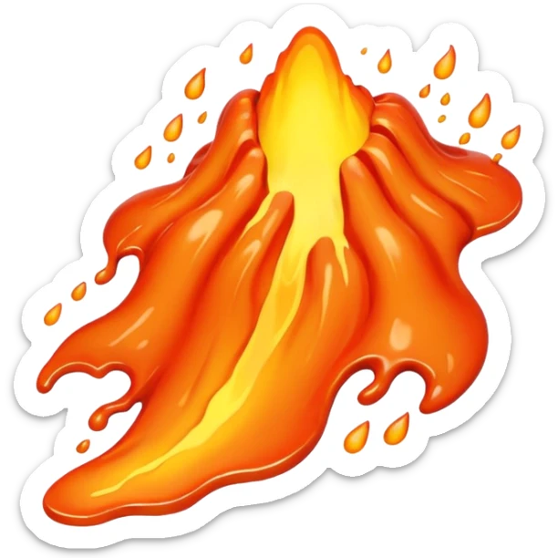 create an emoji of a little lava flow, no face just the lava, no volcano, something like a stain sticker