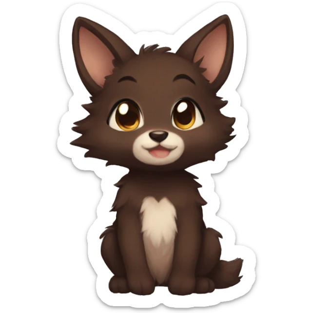 Anthro Shy Cute Chibi Dark Brown Furry Animal Anthro Sona sticker