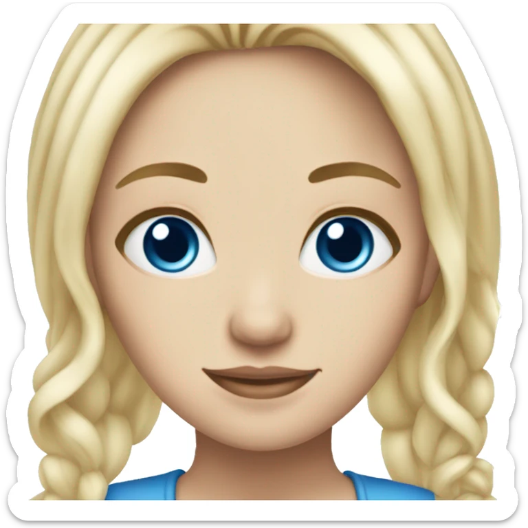 Blonde white girl with blue eyes and blue on ends of the hair sticker