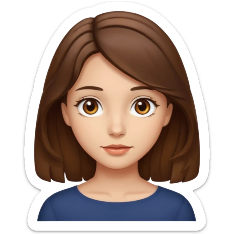 A girl with brown eyes and brown slightly wavy shoulder length hair  sticker