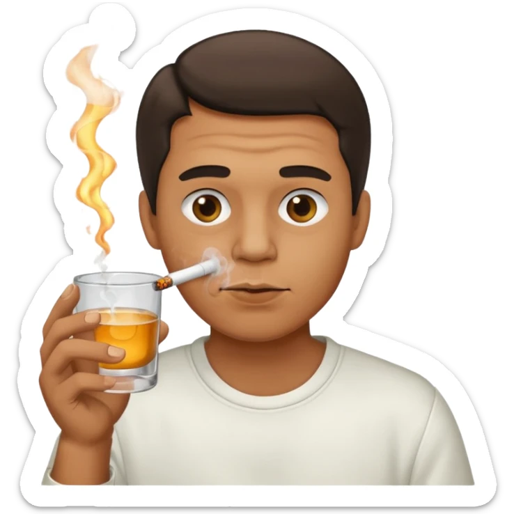 Man smoking from glass pong , the pong in his mouth (like this pong ⚗️) sticker