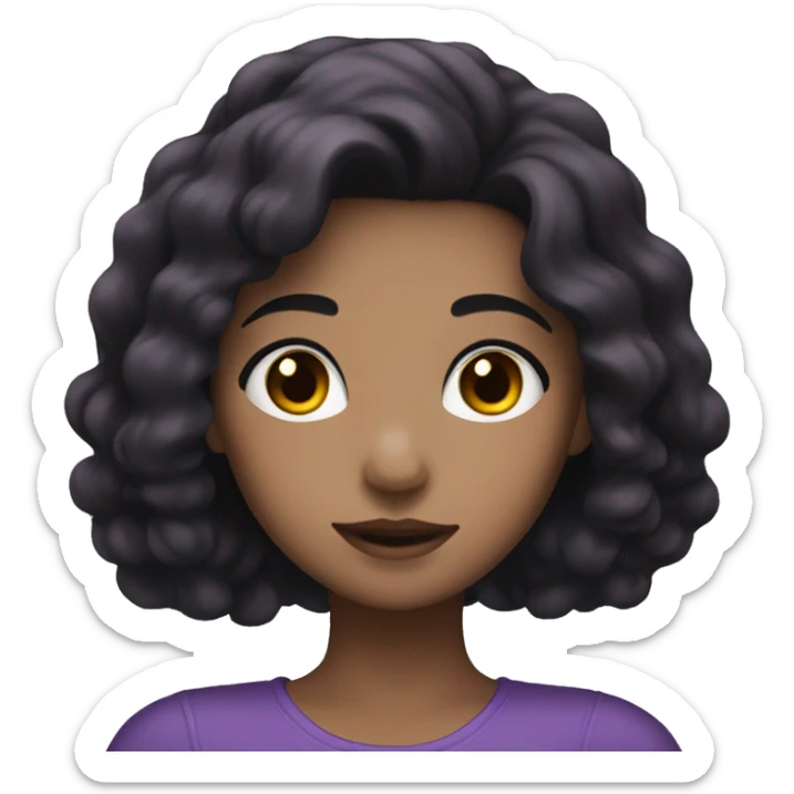 girl with black hair, brown eyes and loves the colour purple sticker